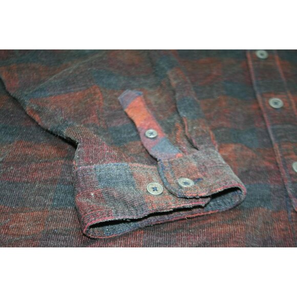 Carbon2Cobalt Mens XXL Plaid Corduroy Shirt Red Blue Soft Casual Button Front - Picture 4 of 7